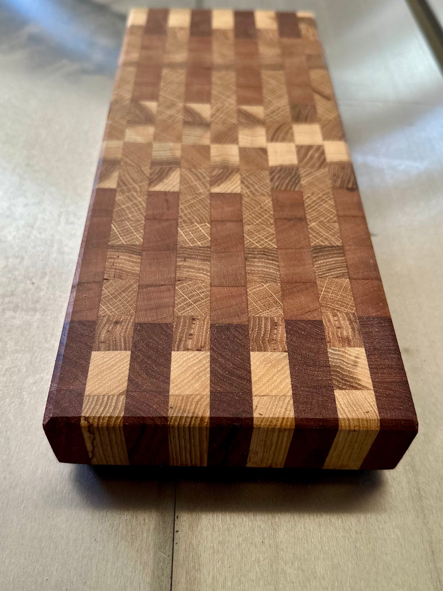 Maple,Walnut and white oak bar top end grain cutting board.