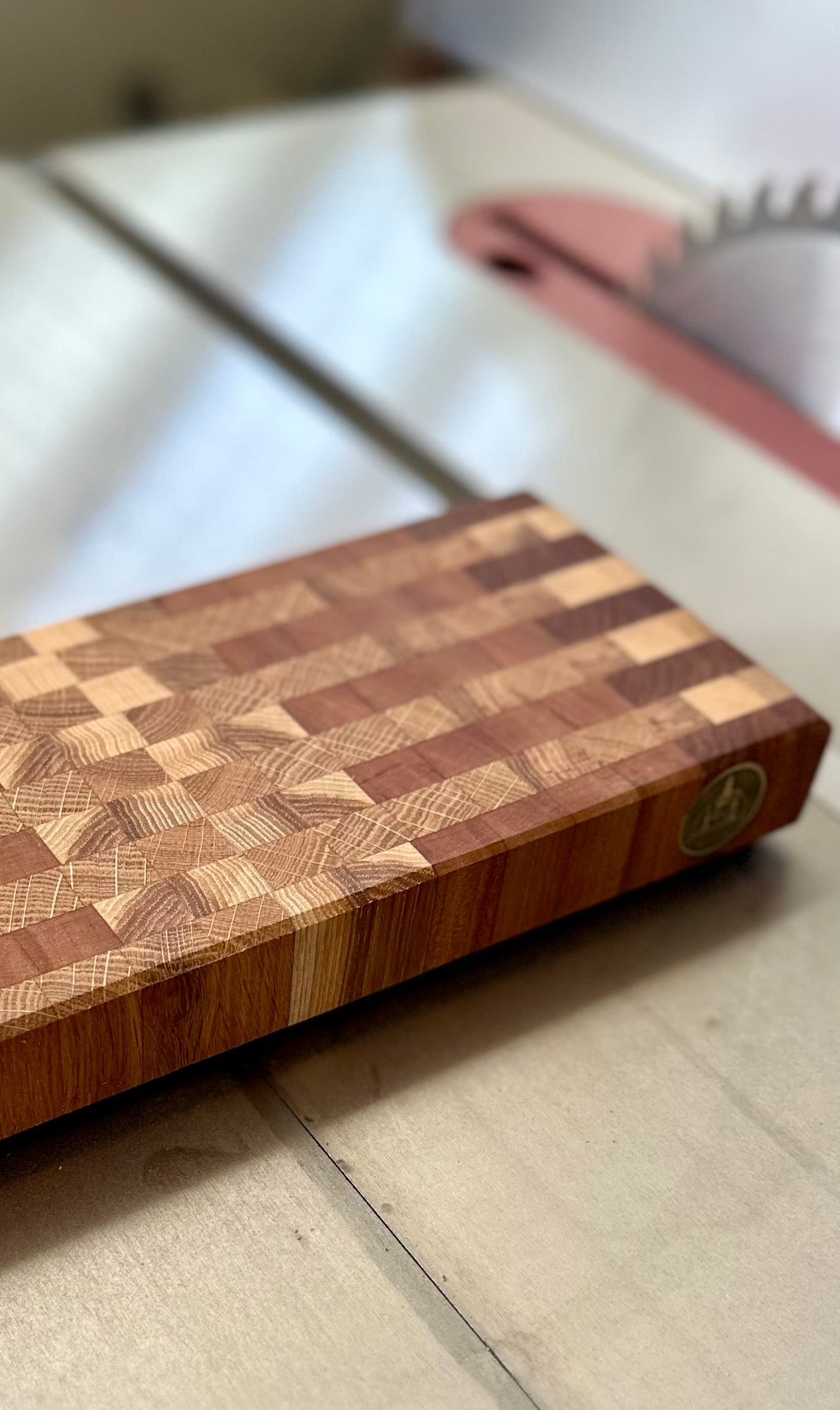 Maple,Walnut and white oak bar top end grain cutting board.