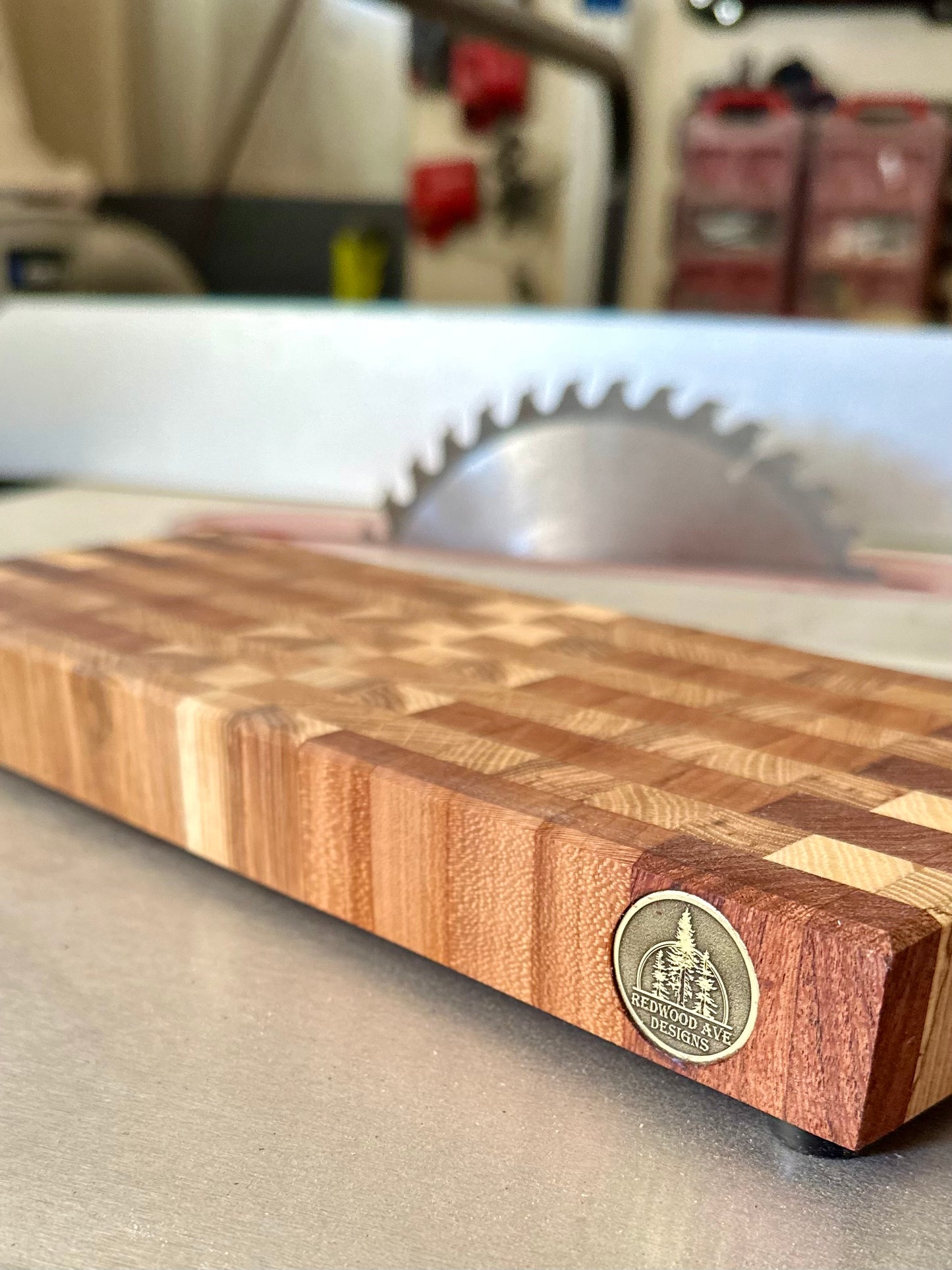 Maple,Walnut and white oak bar top end grain cutting board.