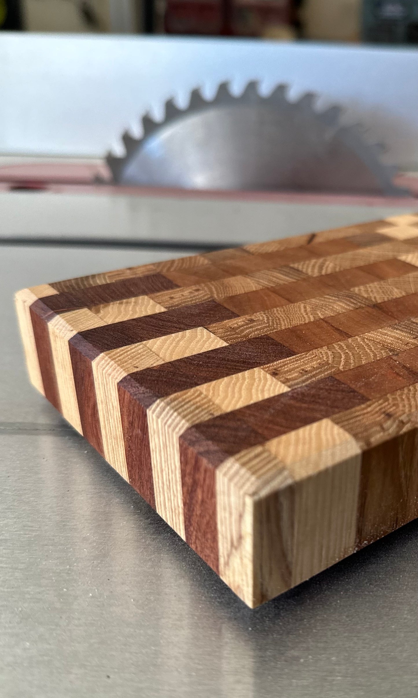 Maple,Walnut and white oak bar top end grain cutting board.